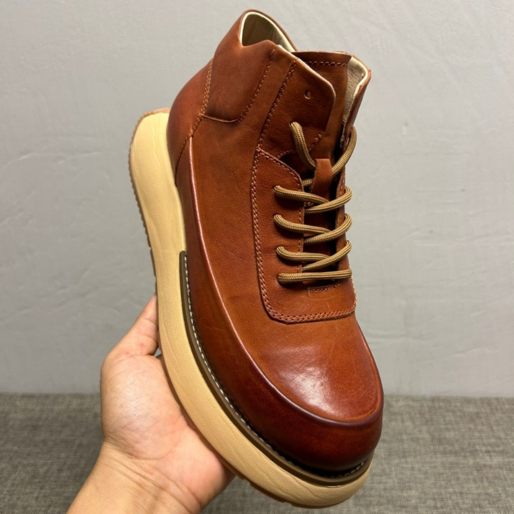 New men's fashionable leather multi-functional casual shoes - men's high-top boots