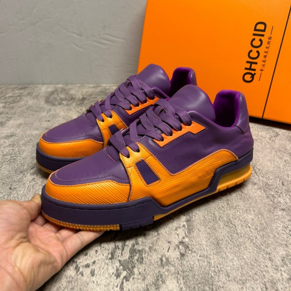 Men's genuine leather sports shoes - White thick-soled casual fashionable shoes - New and brand-new style