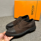 Men's vintage leather shoes, men's fashionable casual shoes, breathable lace-up men's shoes