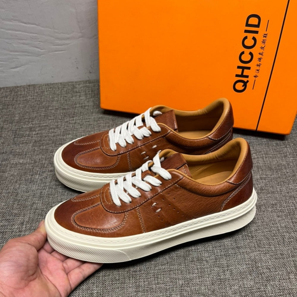 Men's leather fashion shoes - Casual style - Thick, lightweight, breathable retro design - Men's version