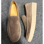 Men's casual leather flat loafers, with breathable round-top lace-up design, suitable for daily wear