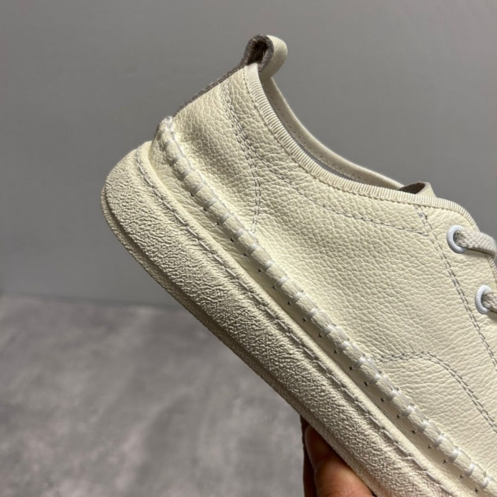Men's genuine leather white sports shoes, suitable for casual streetwear, men's high-end urban shoes