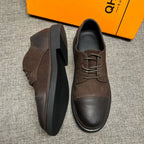 Men's vintage leather shoes, men's fashionable casual shoes, breathable lace-up men's shoes