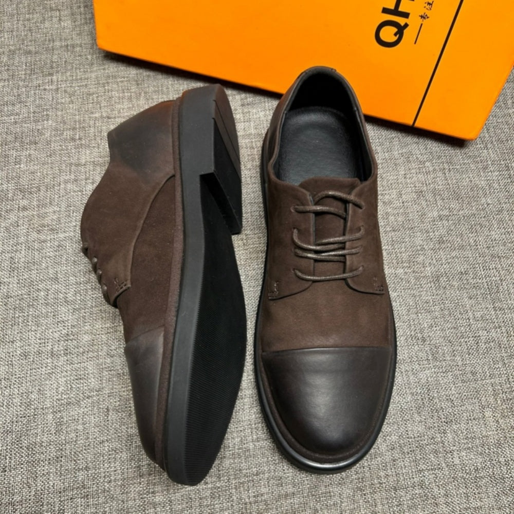 Men's vintage leather shoes, men's fashionable casual shoes, breathable lace-up men's shoes
