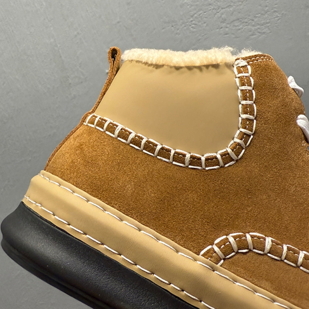 Men's new high-end warm winter thick-soled warm sheepskin boots in high-top style