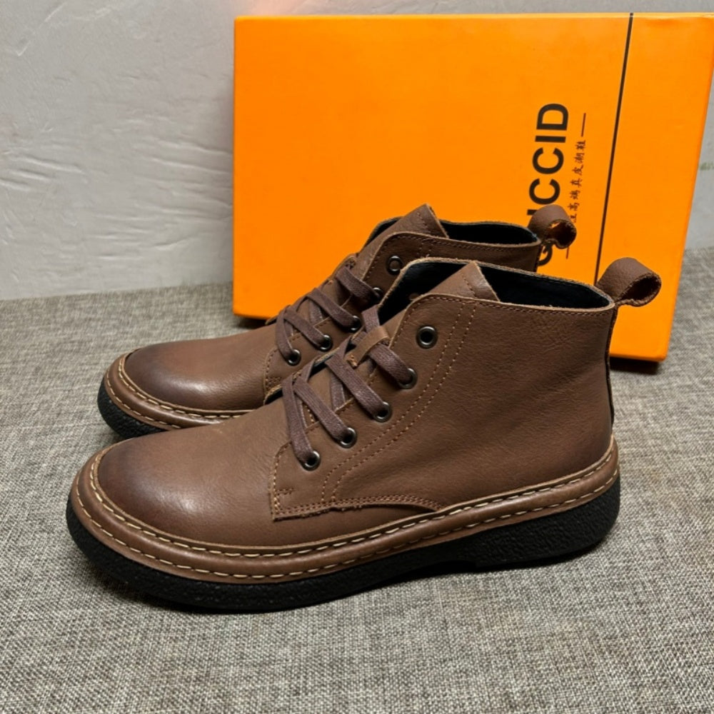 New high-top sports shoes - Men's thick and warm wool shoes - Men's genuine leather casual shoes