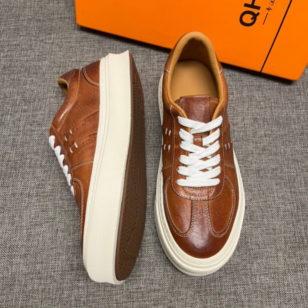 Men's leather fashion shoes - Casual style - Thick, lightweight, breathable retro design - Men's version