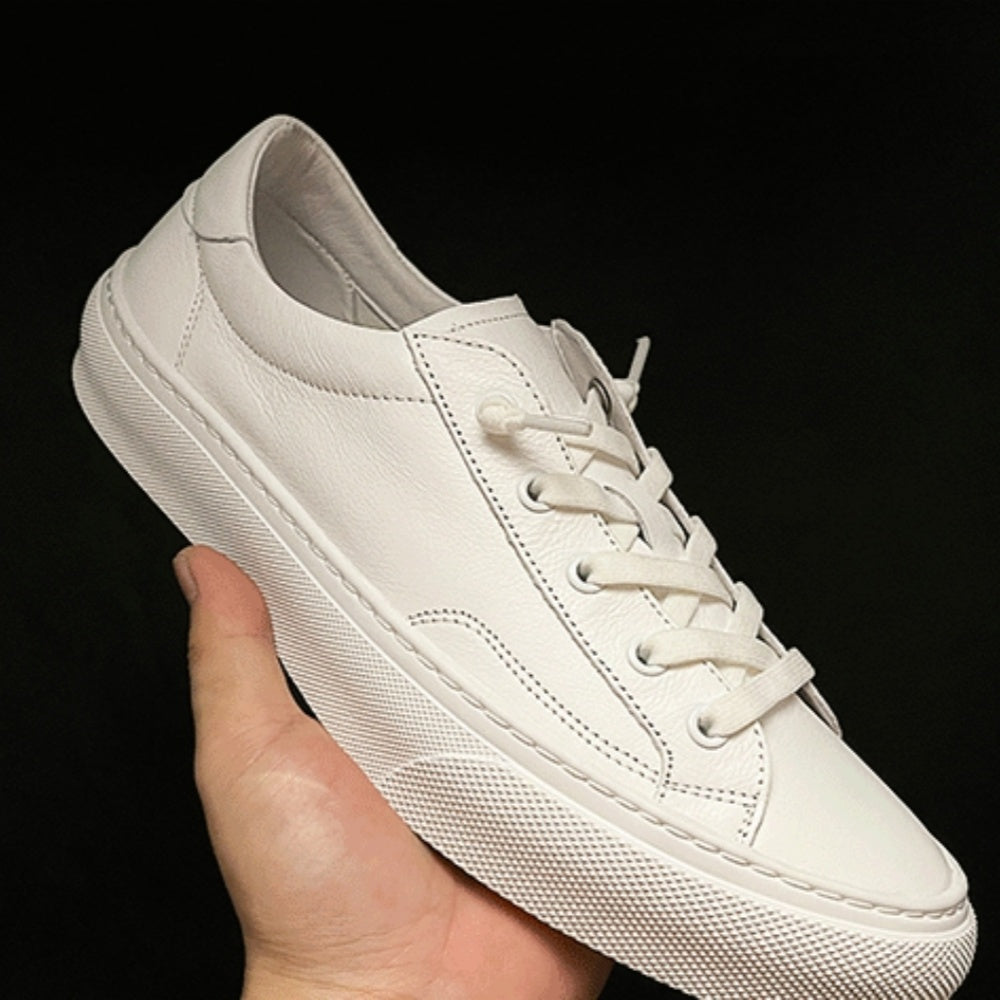 Retro casual men's shoes - Brown flat leather shoes with breathable texture, stylish and comfortable.