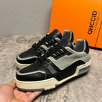 Men's genuine leather sports shoes - White thick-soled casual fashionable shoes - New and brand-new style