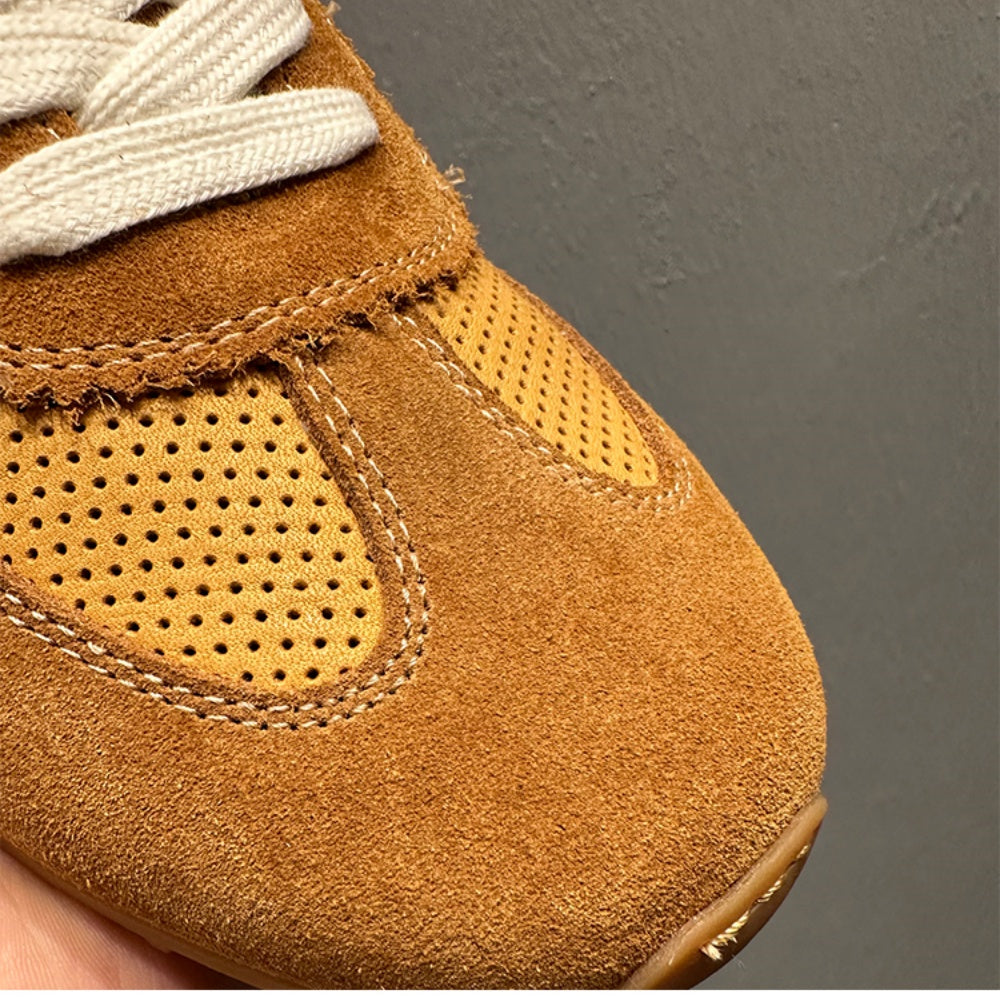 New retro breathable mesh sports shoes, soft leather casual shoes, low-top soft-soled Dent shoes