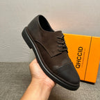 Men's vintage leather shoes, men's fashionable casual shoes, breathable lace-up men's shoes