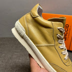 Men's leather retro high-top sneakers - Fashionable, warm, and casual sports shoes