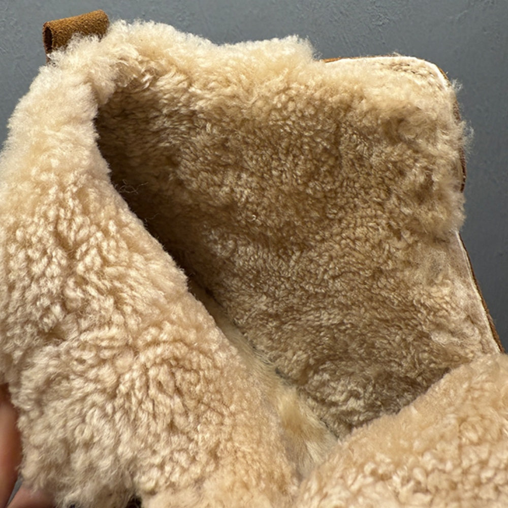 Men's new high-end warm winter thick-soled warm sheepskin boots in high-top style