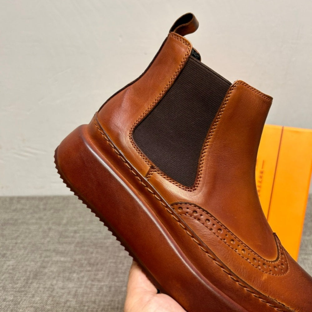 Men's new high-top shoes  Men's fashionable leather shoes  Men's leather foot covers for casual shoes