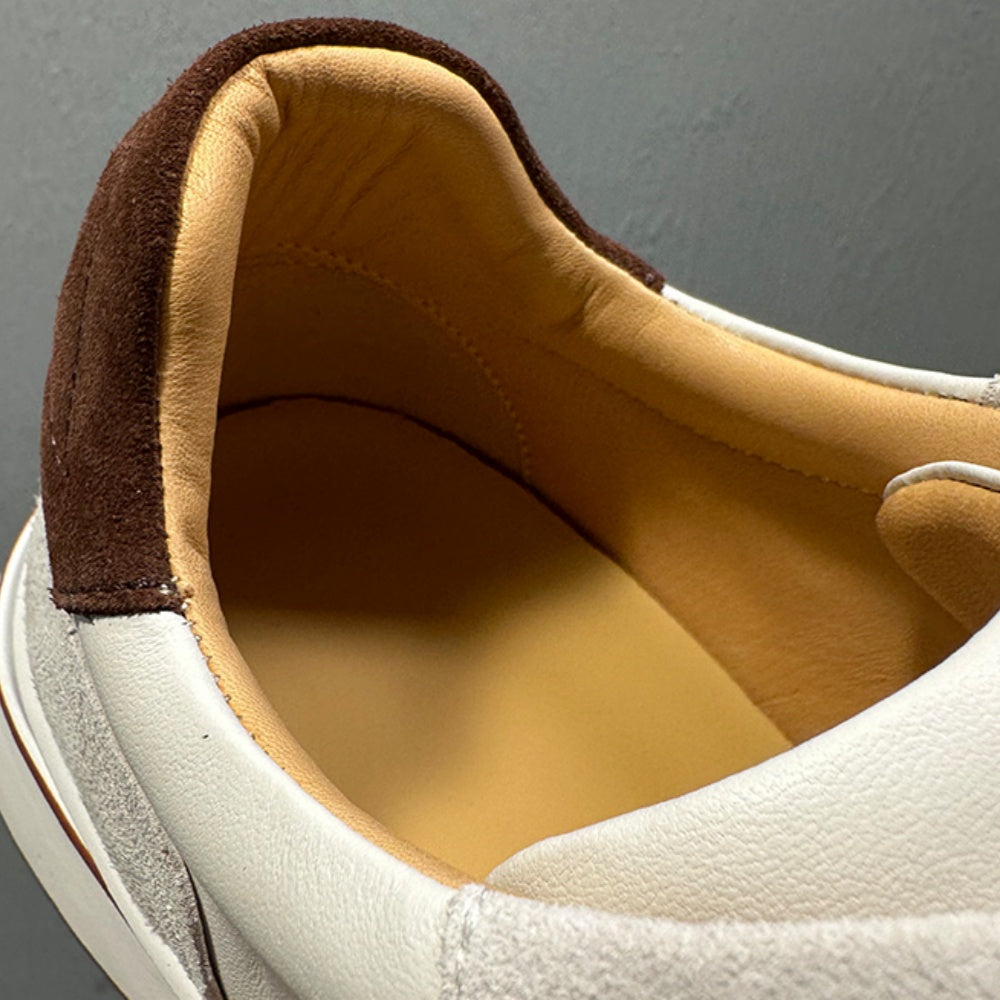 Men's full-grain leather shoes - white platform sole - soft upper - casual sports sneakers