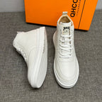 New men's high-top leather shoes, men's pure leather casual white shoes, men's short boots