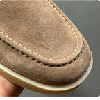 Men's casual leather flat loafers, with breathable round-top lace-up design, suitable for daily wear