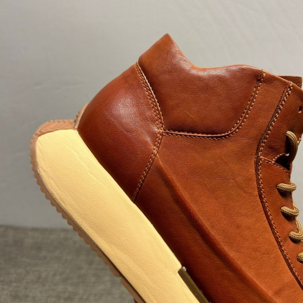 New men's fashionable leather multi-functional casual shoes - men's high-top boots