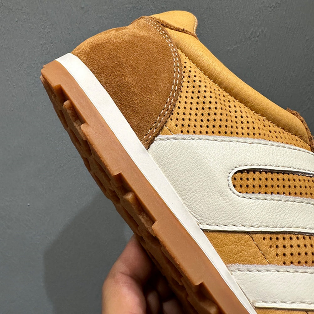 New retro breathable mesh sports shoes, soft leather casual shoes, low-top soft-soled Dent shoes