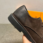 Men's vintage leather shoes, men's fashionable casual shoes, breathable lace-up men's shoes