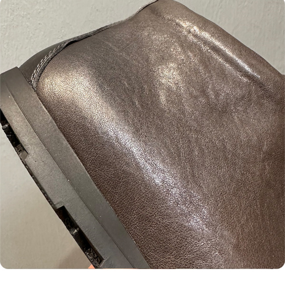 High-top men's new leather casual shoes, flat-soled lace-up boots, retro and versatile black shoes