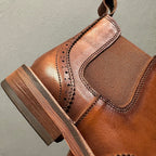 Men's high-end embossed Chelsea boots - made of top-quality leather by hand. High-top business shoes.