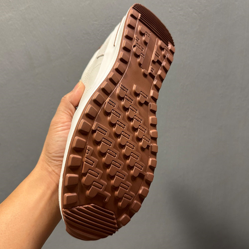 Men's full-grain leather shoes - white platform sole - soft upper - casual sports sneakers