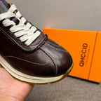 New genuine leather retro wedge Aigun shoes, fashionable washed sheepskin casual men's shoes