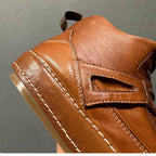 High-end genuine leather high-top men's shoes, retro thick-soled work boots, handcrafted men's boots