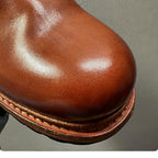 Cowhide boots, soft leather Chelsea boots, handcrafted entirely, short boots with leather buckles