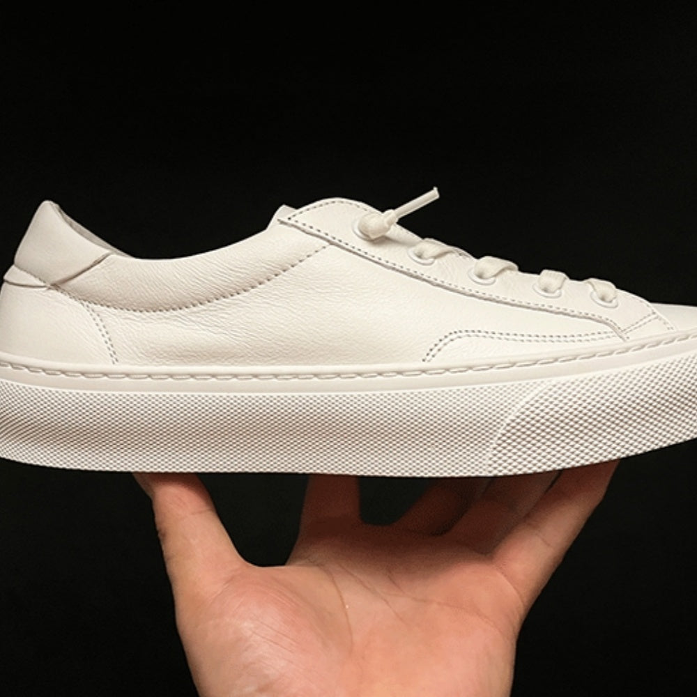 Retro casual men's shoes - Brown flat leather shoes with breathable texture, stylish and comfortable.