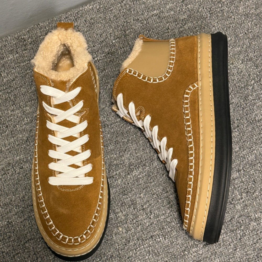 Men's new high-end warm winter thick-soled warm sheepskin boots in high-top style