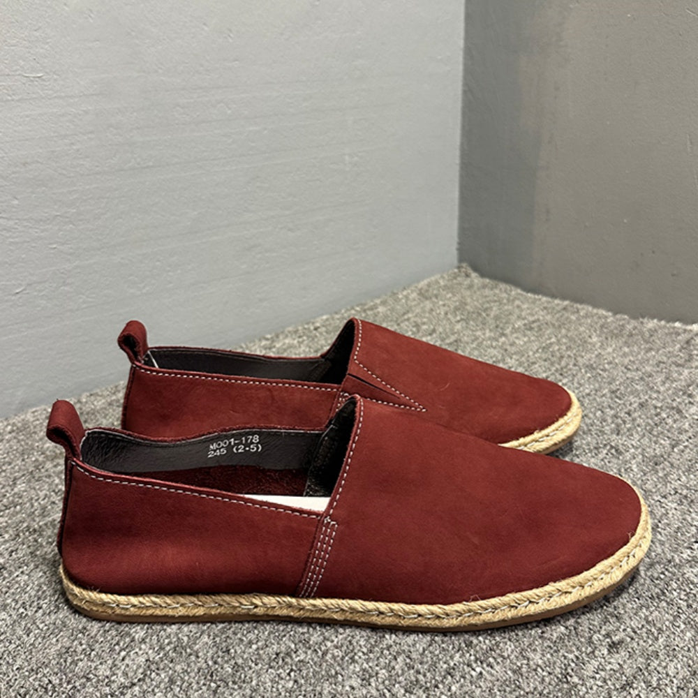 Soft cowhide fishermen's shoes, men's pure leather casual shoes, retro casual handmade loafers