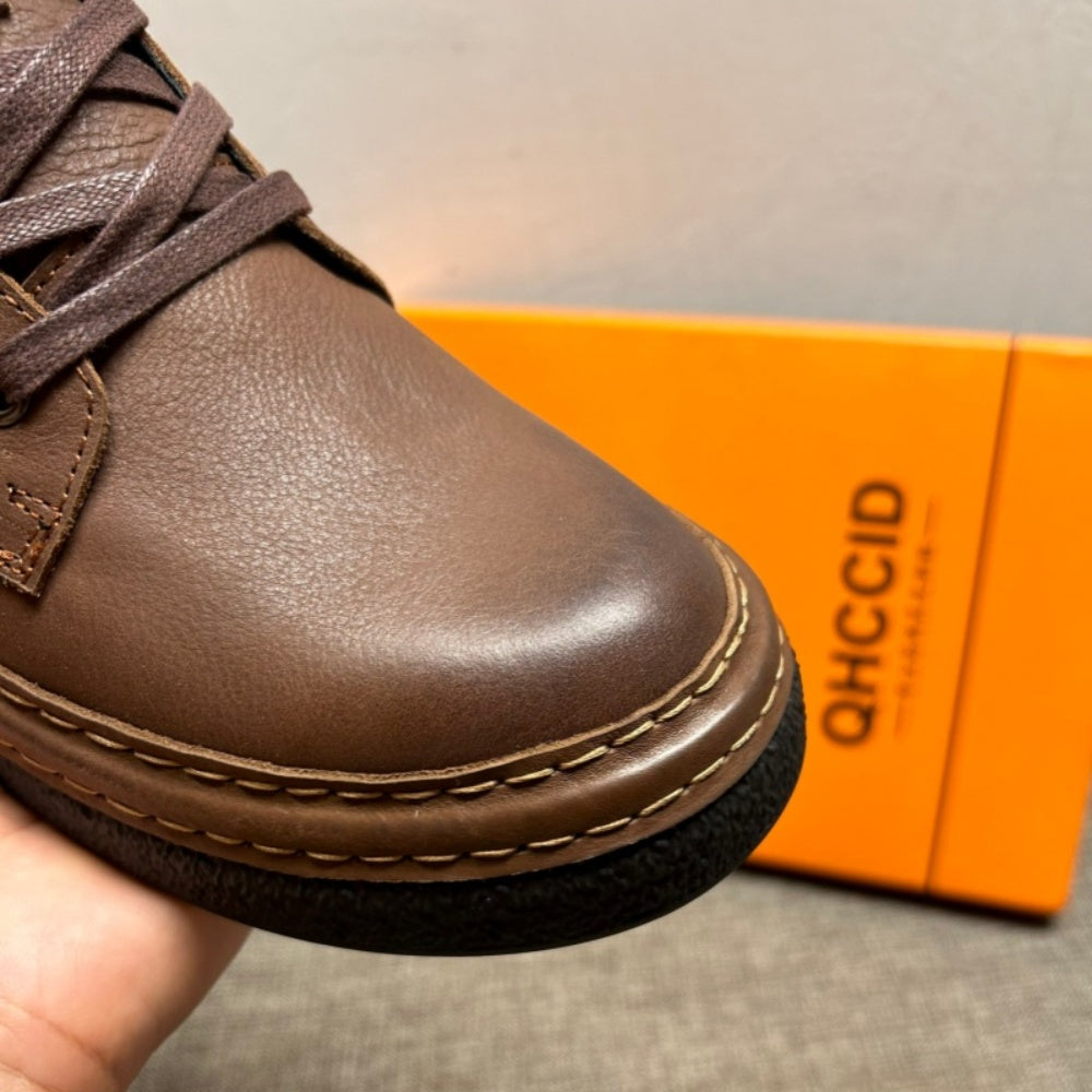 New high-top sports shoes - Men's thick and warm wool shoes - Men's genuine leather casual shoes