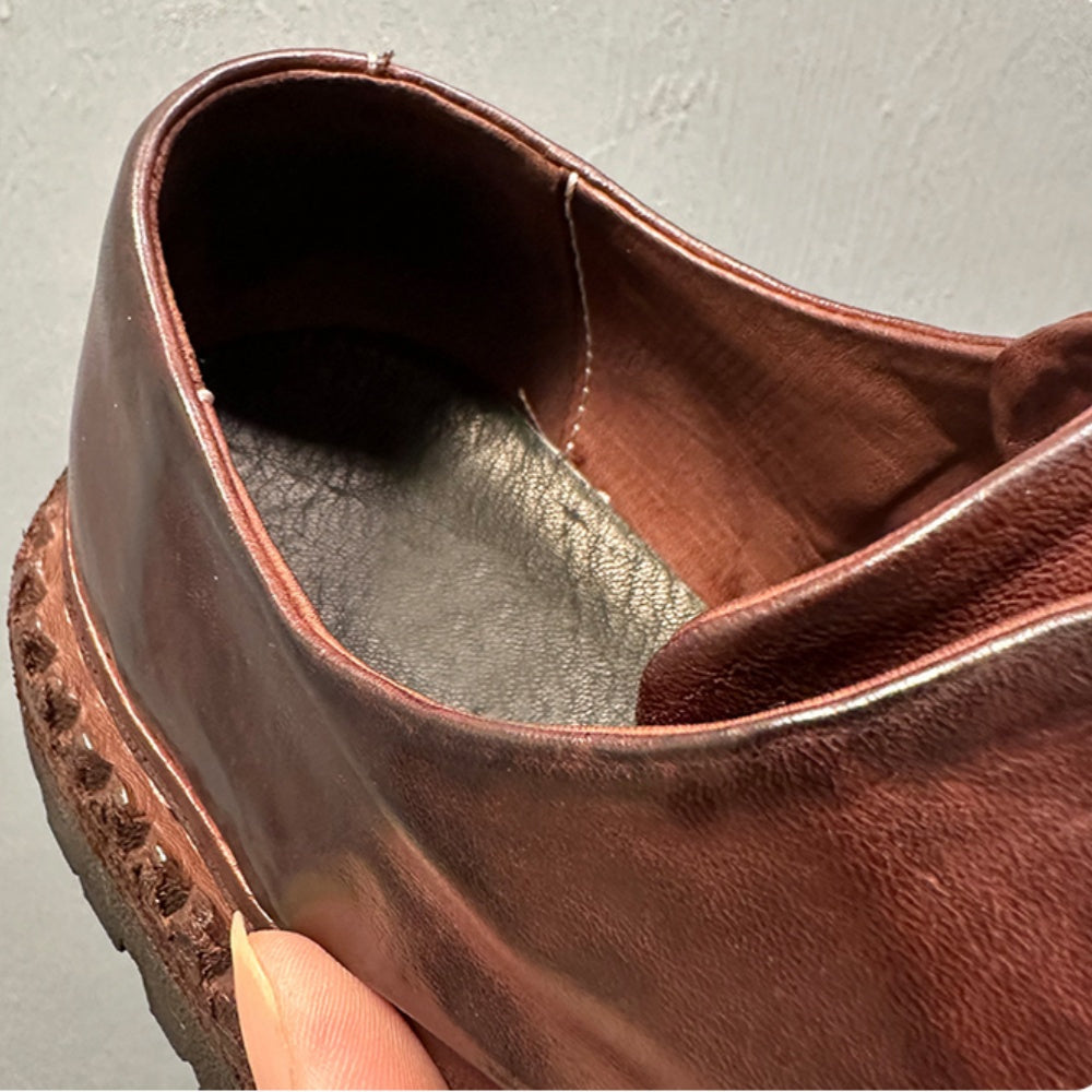 Handmade leather casual shoes, with retro horsehide material, high-end business casual men's shoes