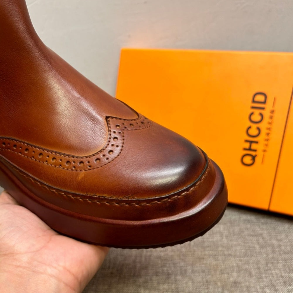 Men's new high-top shoes  Men's fashionable leather shoes  Men's leather foot covers for casual shoes