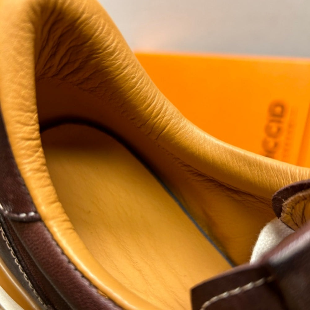 New genuine leather retro wedge Aigun shoes, fashionable washed sheepskin casual men's shoes