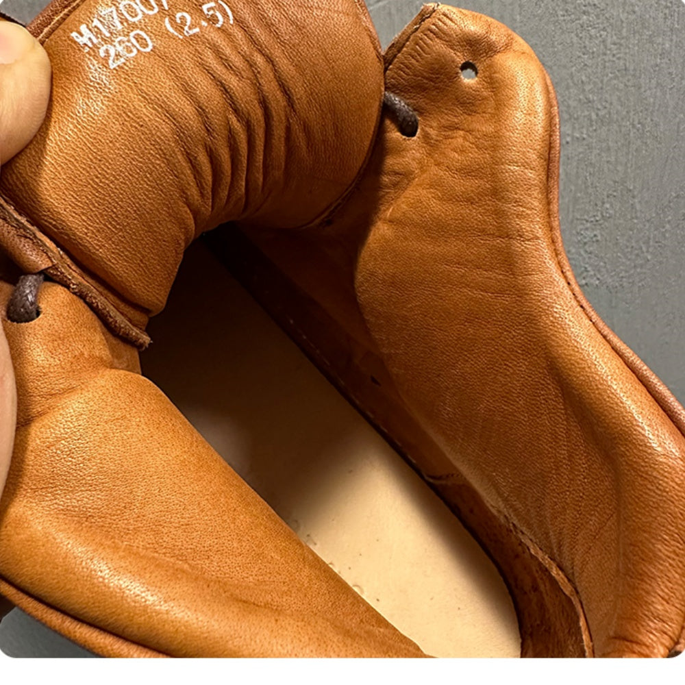 High-end genuine leather high-top men's shoes, retro thick-soled work boots, handcrafted men's boots