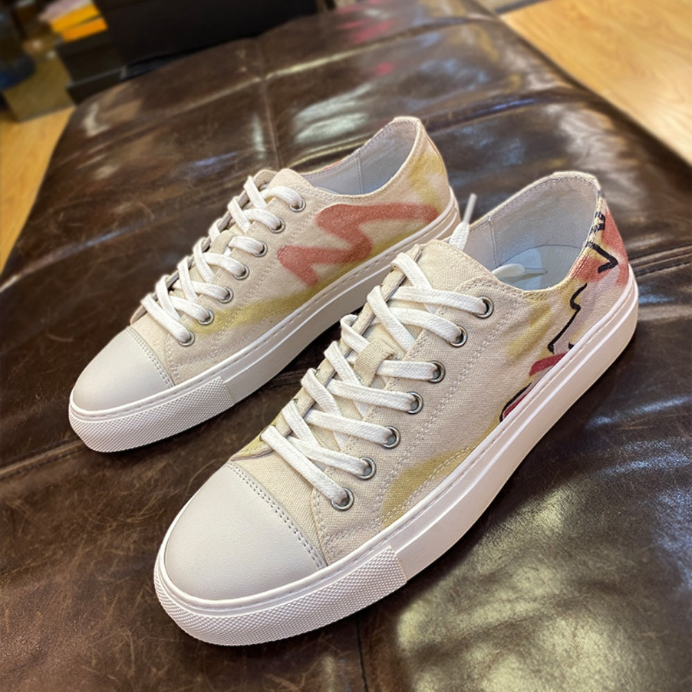 Breathable canvas sports shoes, men's low-top style, fashionable and versatile, casual shoe model.