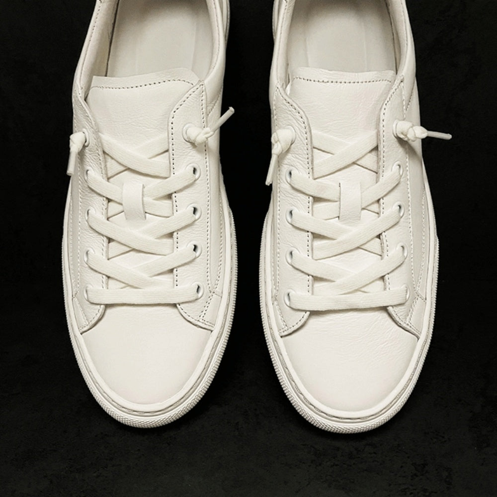 Retro casual men's shoes - Brown flat leather shoes with breathable texture, stylish and comfortable.