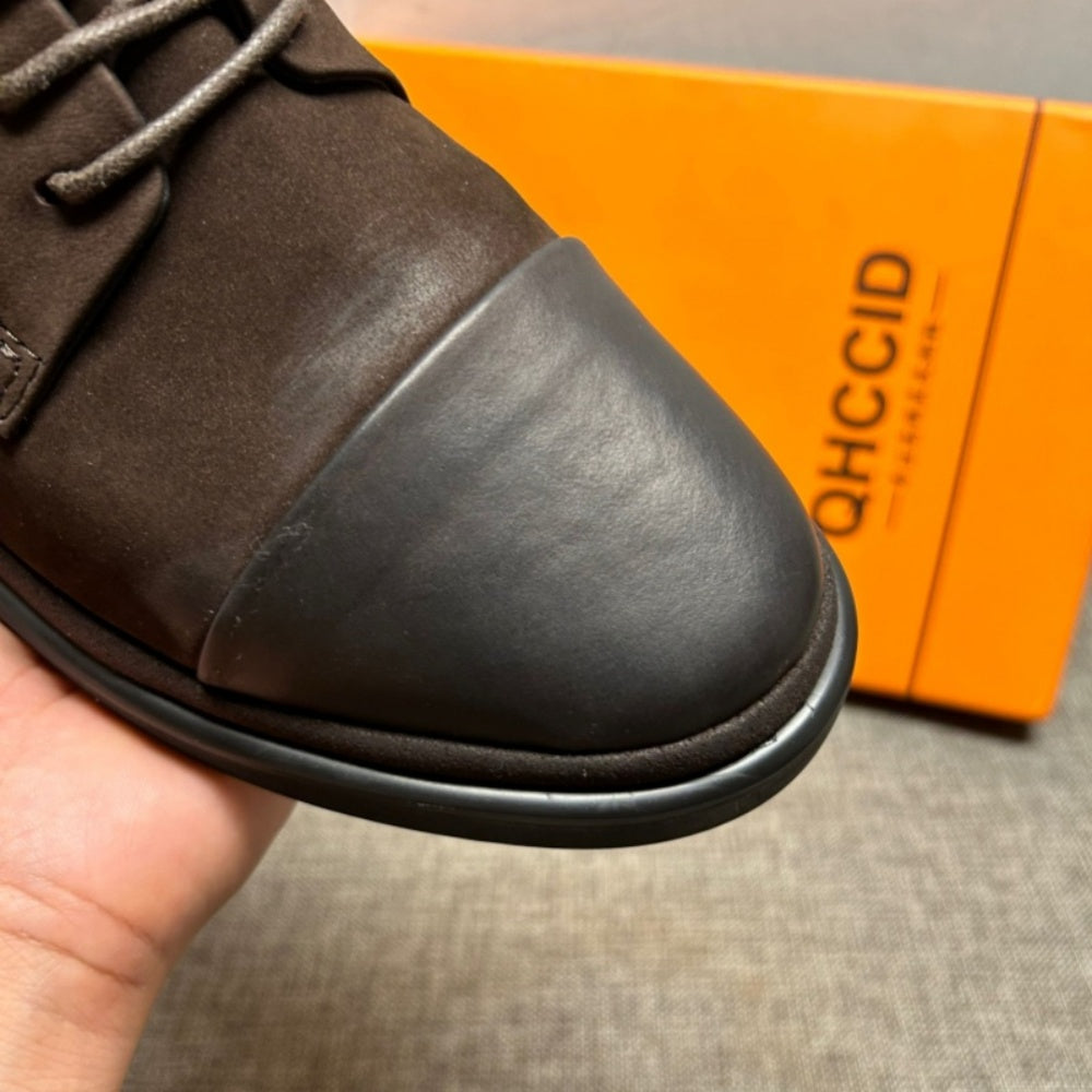 Men's vintage leather shoes, men's fashionable casual shoes, breathable lace-up men's shoes