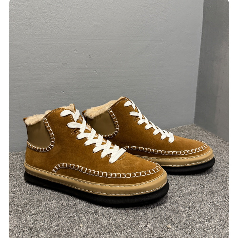 Men's new high-end warm winter thick-soled warm sheepskin boots in high-top style