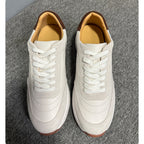 Men's full-grain leather shoes - white platform sole - soft upper - casual sports sneakers