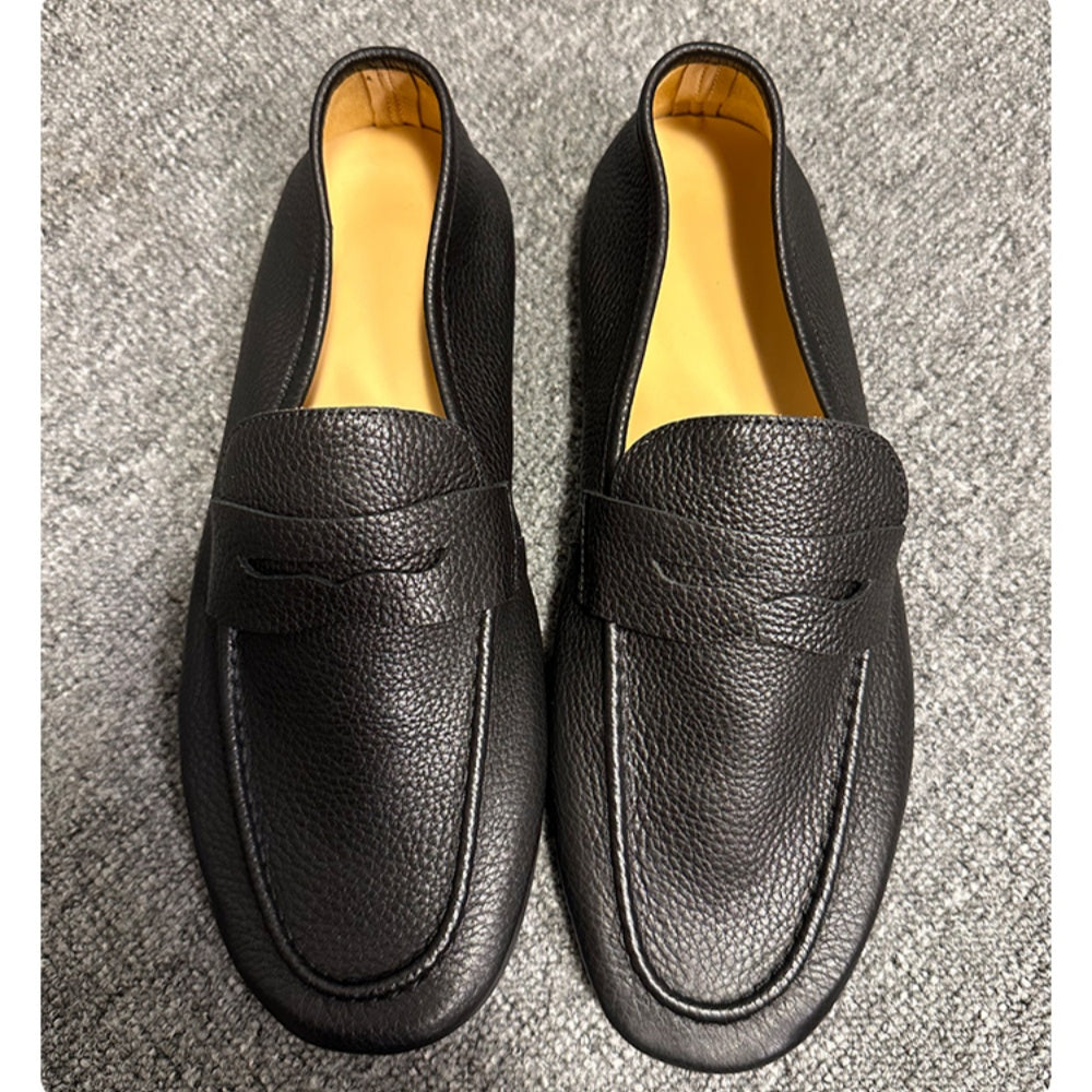 High-end genuine leather shoes, relaxed and laid-back style leather shoes, soft sole, black loafers.