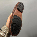 Men's leather training shoes with a retro distressed effect, comfortable and breathable, handcrafted.