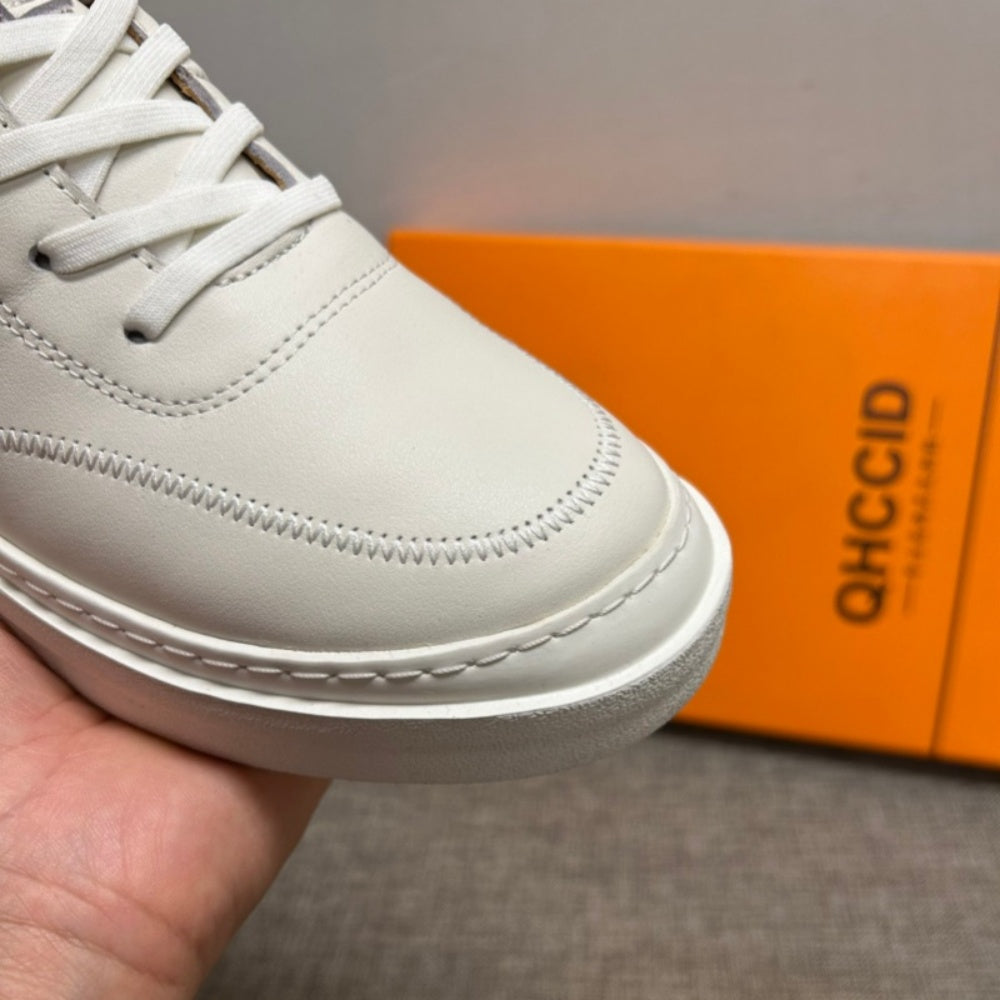 New men's high-top leather shoes, men's pure leather casual white shoes, men's short boots