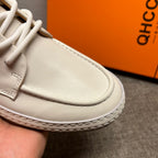 Men's genuine leather white sports shoes, casual shoes with comfortable and breathable design.