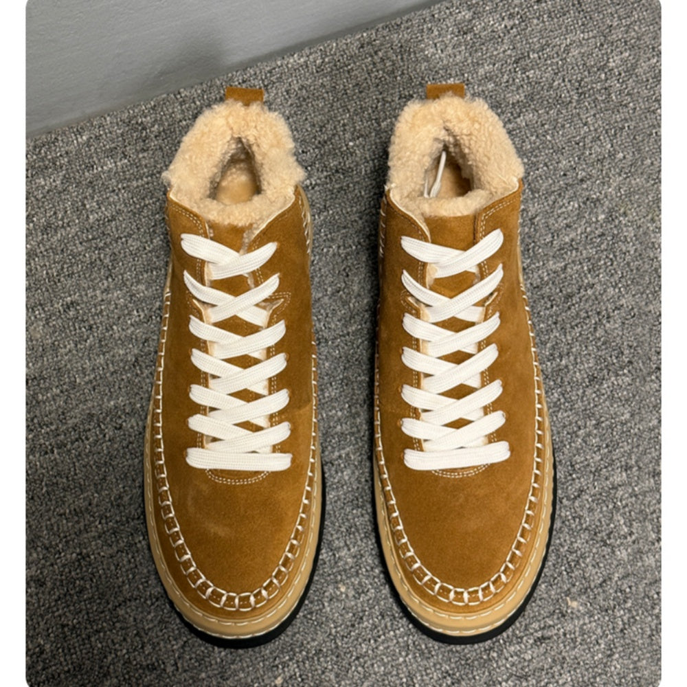 Men's new high-end warm winter thick-soled warm sheepskin boots in high-top style