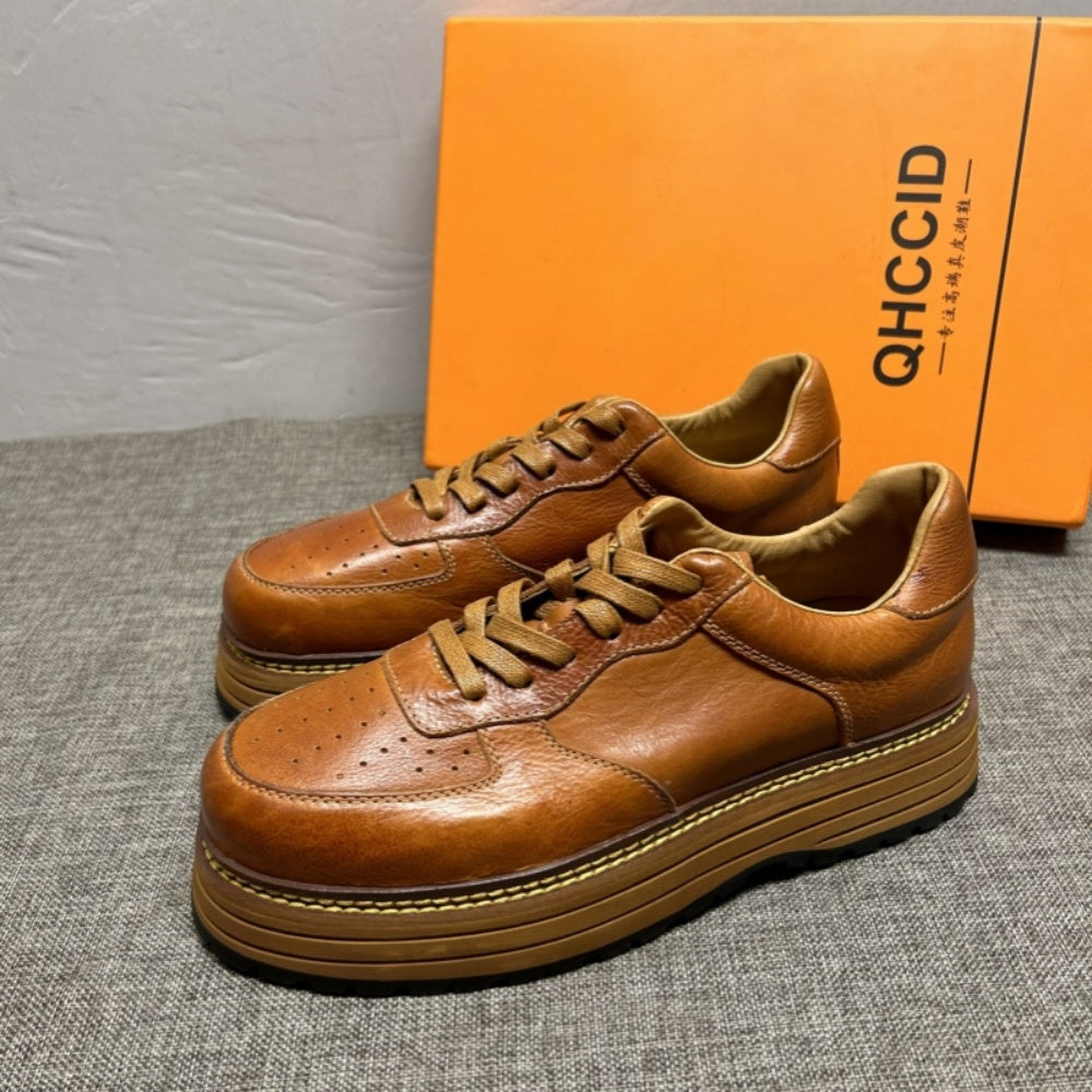 New men's leather retro shoes, men's low-top shoes, fashionable casual sports shoes