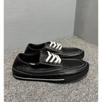 Leather casual men's shoes, suitable for both work occasions and outdoor use. Black canvas men's shoes.